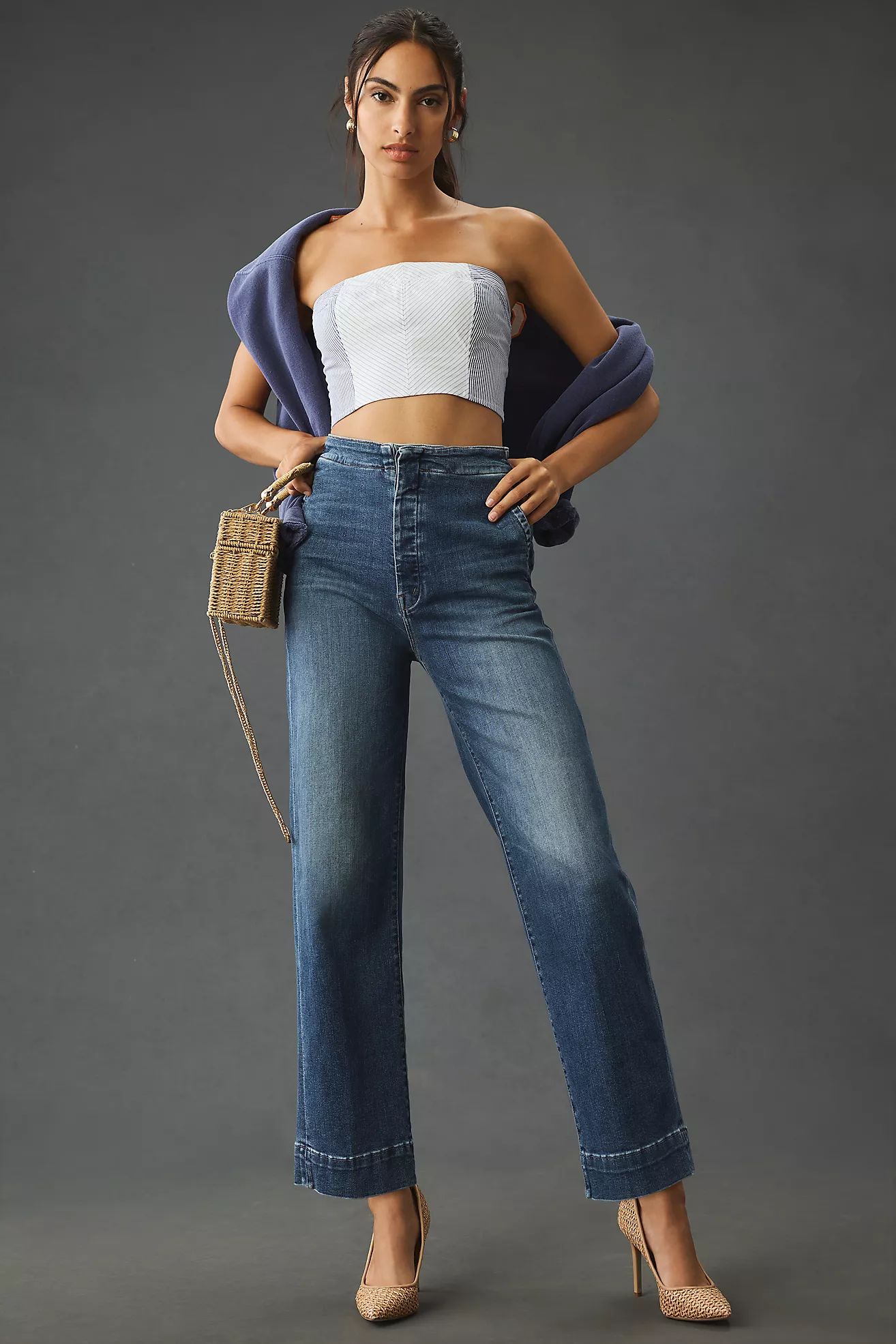 MOTHER The Cinch Greaser High-Rise Wide-Leg Ankle Jeans | Anthropologie (US)