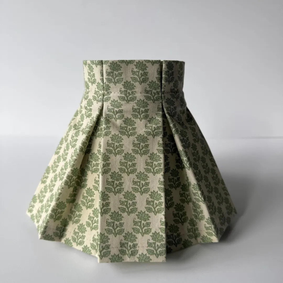6" Clip Lampshade with Box Pleated Skirt - Sage flowers | Etsy (US)