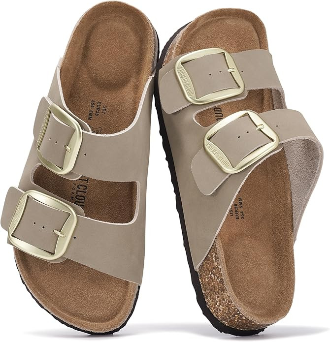 Project Cloud 100% Genuine Leather Flat Sandals for Women 2026 Comfortable Beach Essentials Women... | Amazon (US)