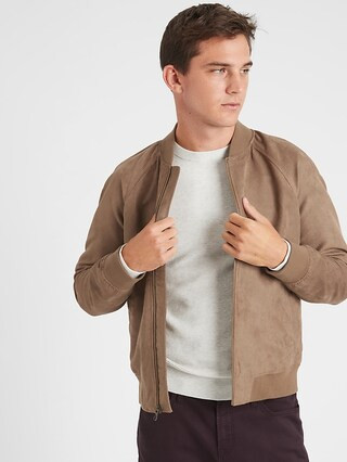 Vegan Suede Bomber Jacket | Banana Republic Factory