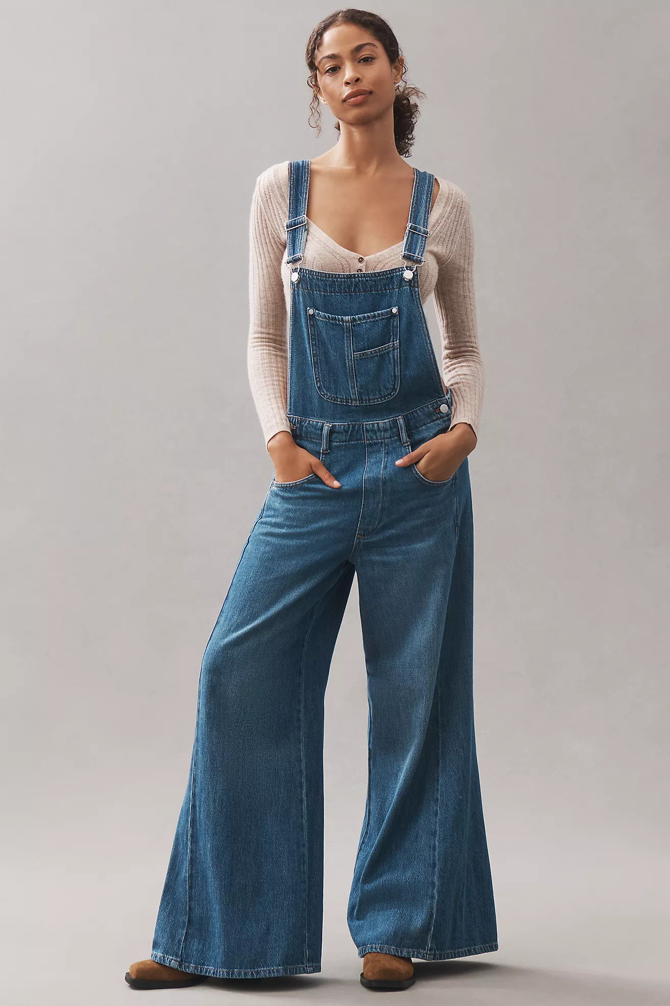 The Adi Denim Flare Overalls by Pilcro | Anthropologie (US)