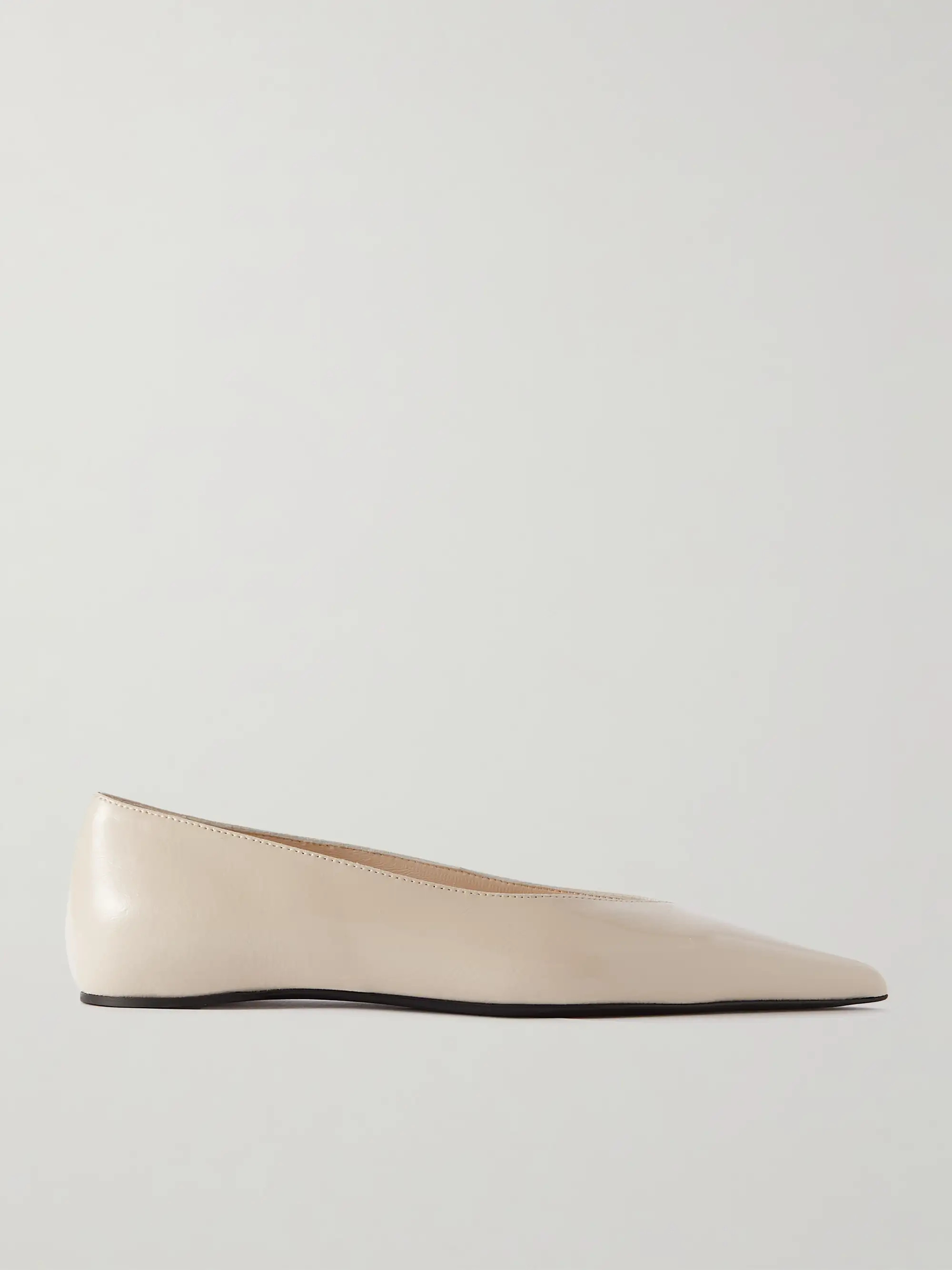 + NET SUSTAIN The Asymmetric Ballerina leather point-toe flats | NET-A-PORTER (US)