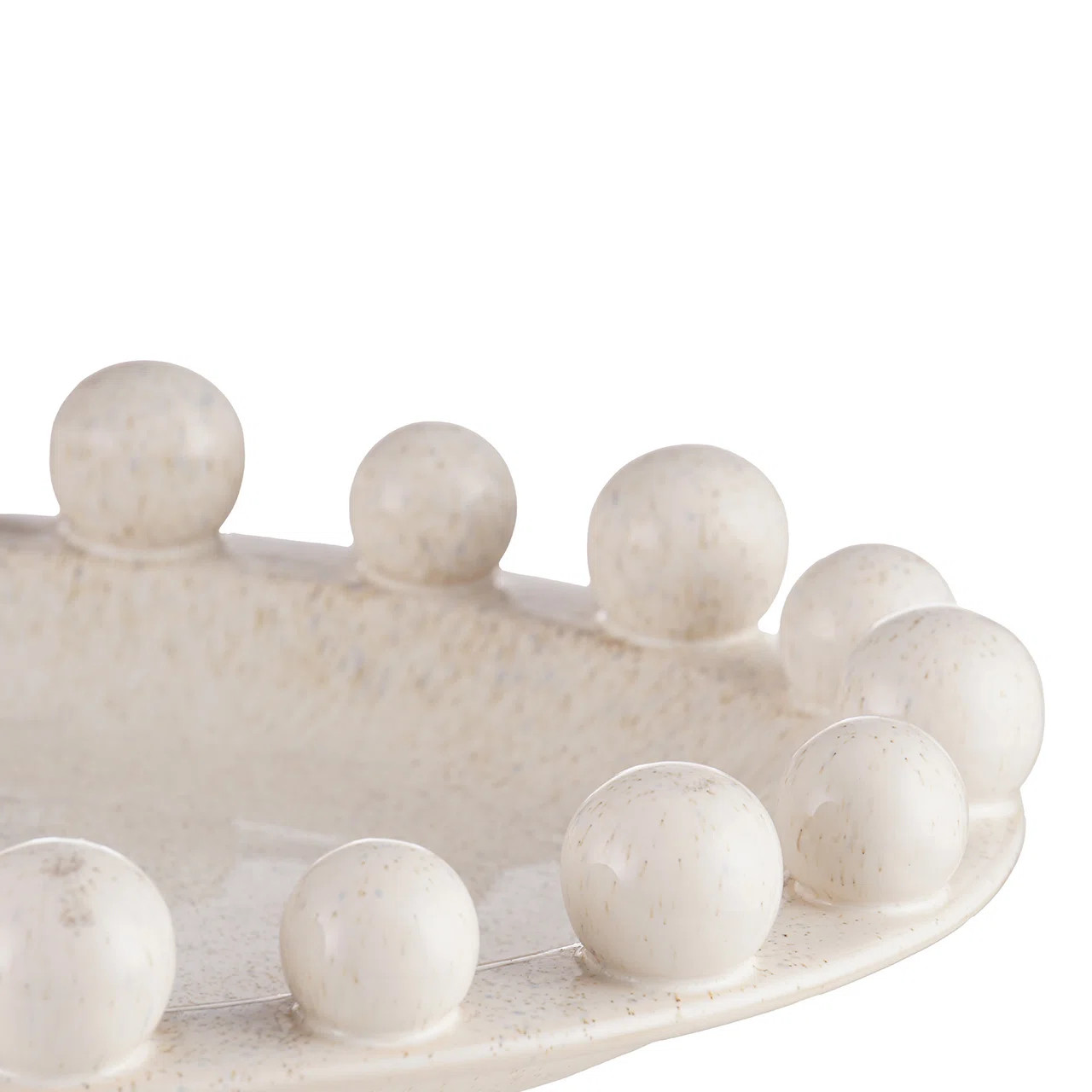 Handmade Ceramic White Decoration Dish, Bobble Edged Oval Serving Bowl Home Decor Accent Piece | Wayfair UK