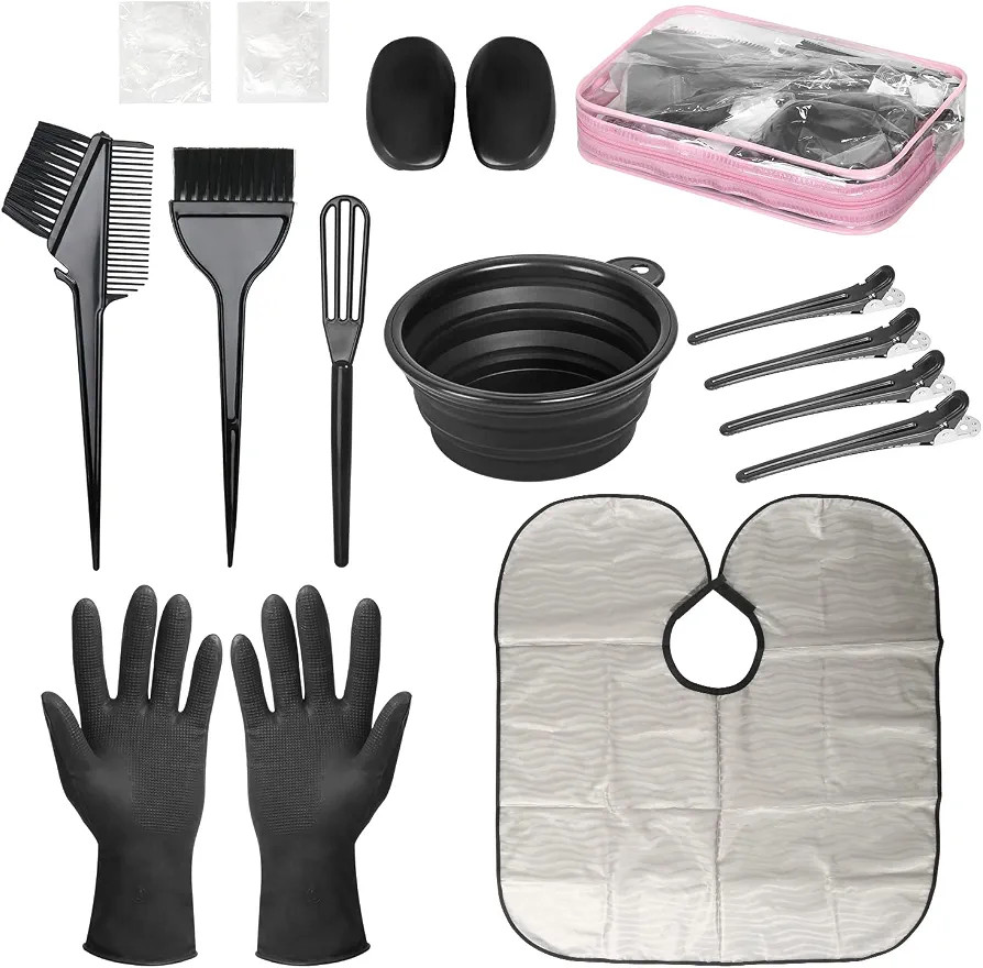 ROOHUA 16 Pieces Hair Dye Coloring Kit- Hair Tinting Bowl, Hair agitator, Dye Brush, Ear Cover, H... | Amazon (US)