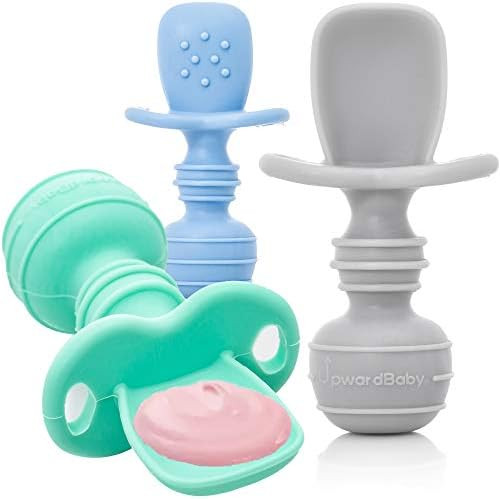 Amazon.com: Upward Baby Spoons 3 Pack - Baby Spoons Self Feeding 6 Months - Chewable Toddler Uten... | Amazon (US)