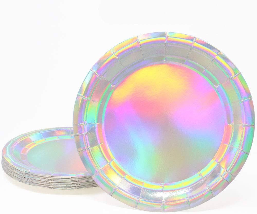 Just Artifacts 9in Iridescent Decorative Round Paper Plates (24pcs) - Tableware for Birthday Part... | Amazon (US)