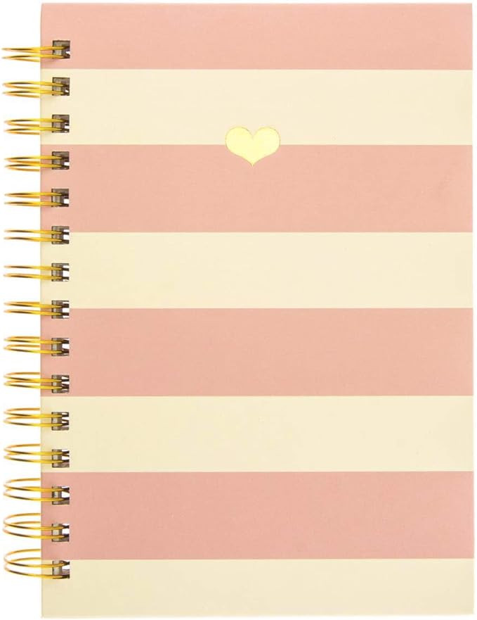 Graphique Hardbound Spiral Journal | Heart of Gold Pink Stripe Design | Premium Paper | Notebook ... | Amazon (US)