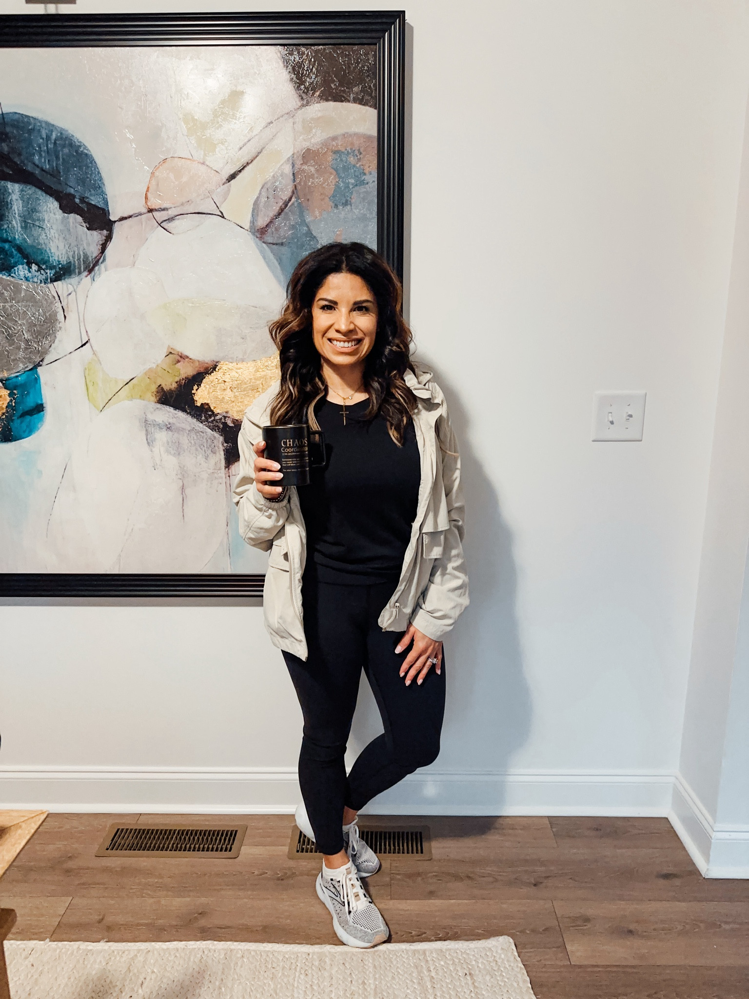 Wednesdays I walk during my lunch and my lulu leggings and shirt are perfect! Love these walking and running shoes too! It’s raining, so I made sure to wear my lulu jacket!