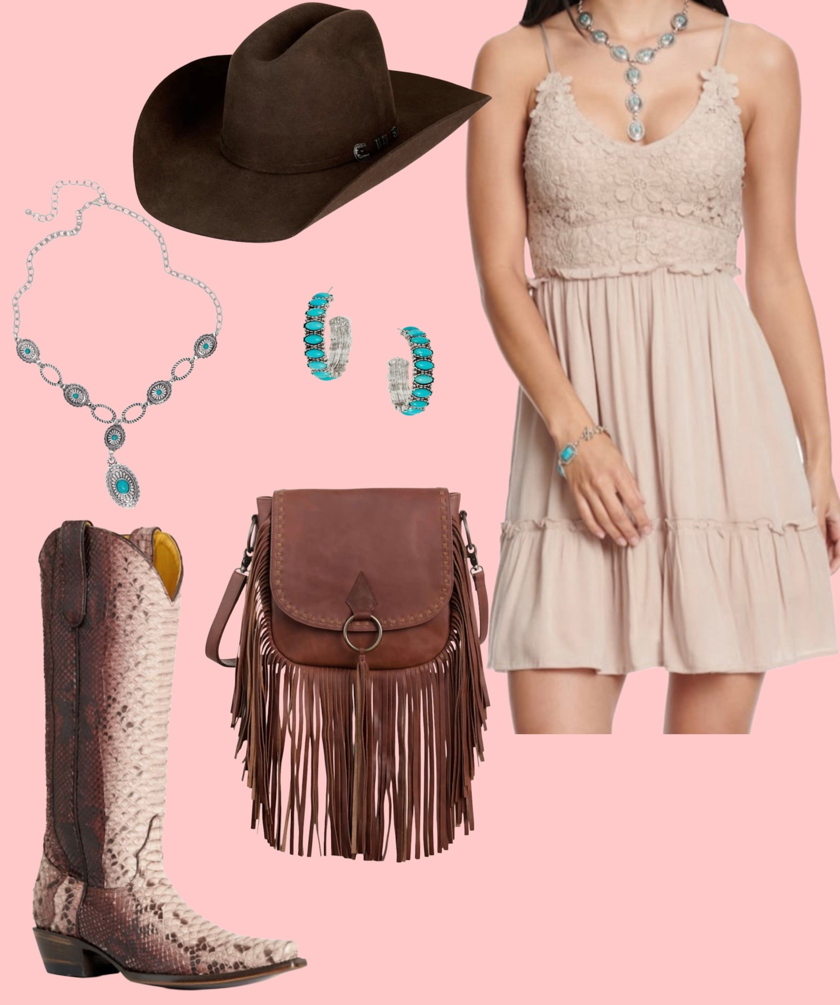 Summer sundress style inspo! Love the snakeskin boots & neutral/brown color pallet in this look! 

#LTKSeasonal #LTKFestival #LTKootd