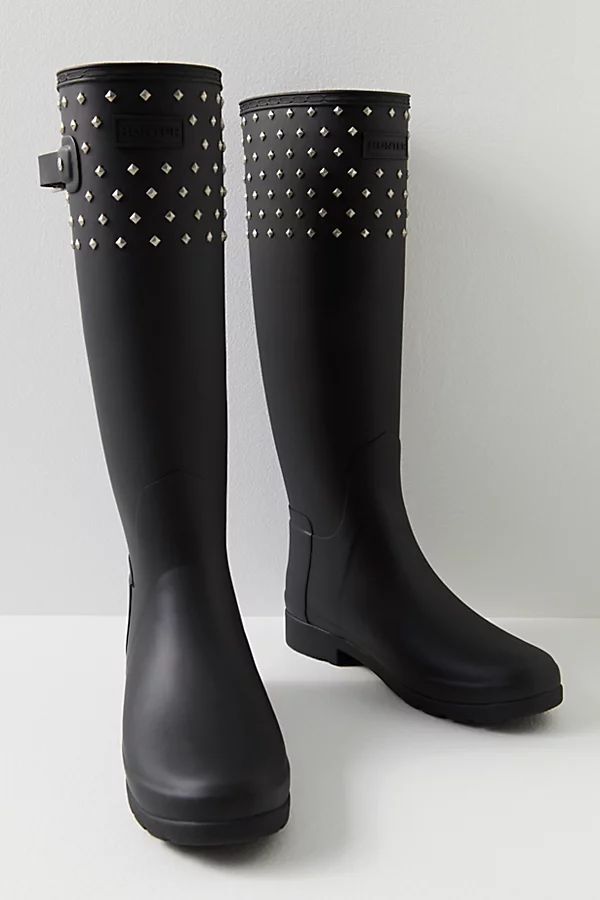 Hunter Refined Tall Stud Wellies by Hunter at Free People, Black, US 8 | Free People (Global - UK&FR Excluded)