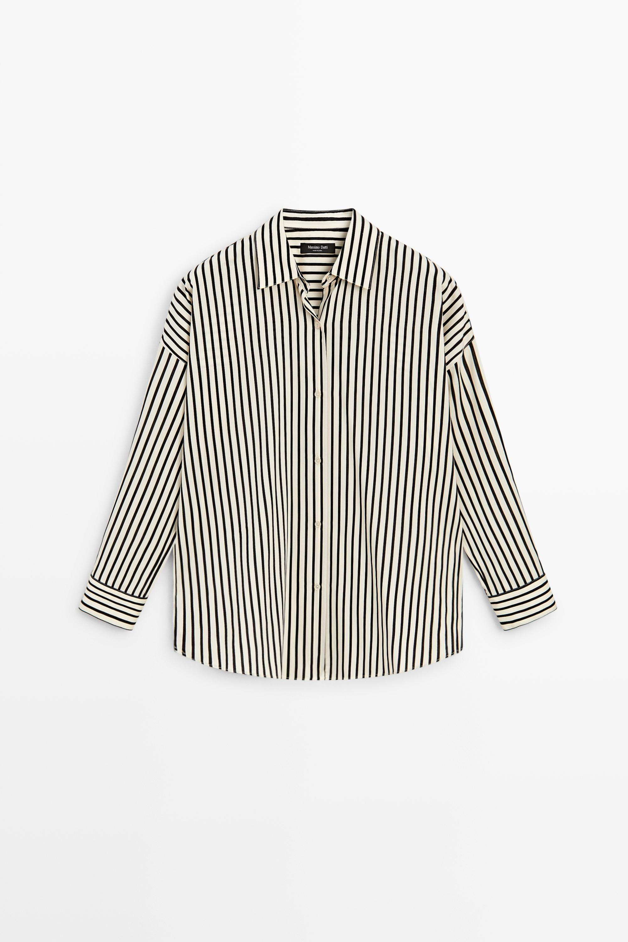 Striped flowing shirt - WHITE | Massimo Dutti US