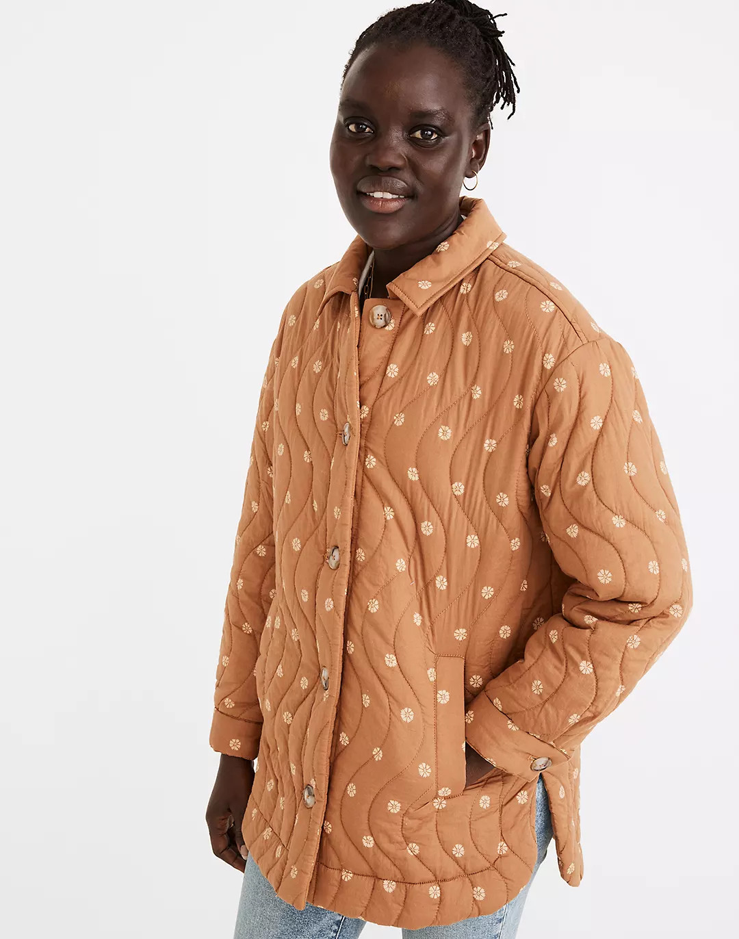 Quilted Belrose Shirt-Jacket in Bloom Dot | Madewell