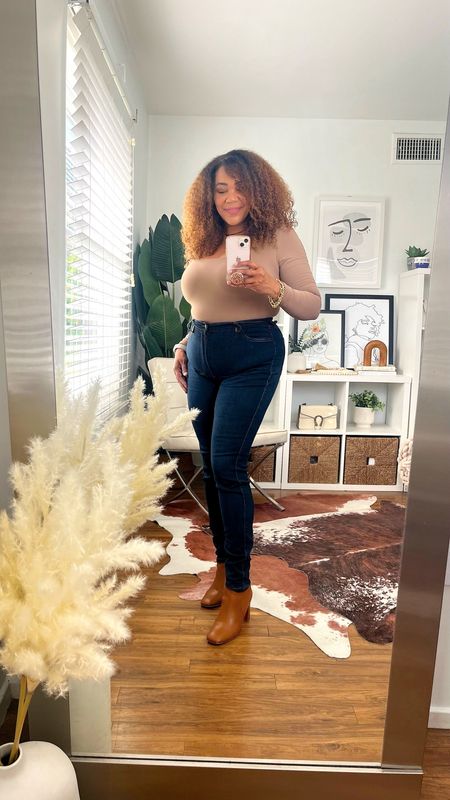 Love a bodysuit + jeans combo! This bodysuit is soft and stretchy. Got it in an xl. 

#LTKmidsize #LTKfindsunder50