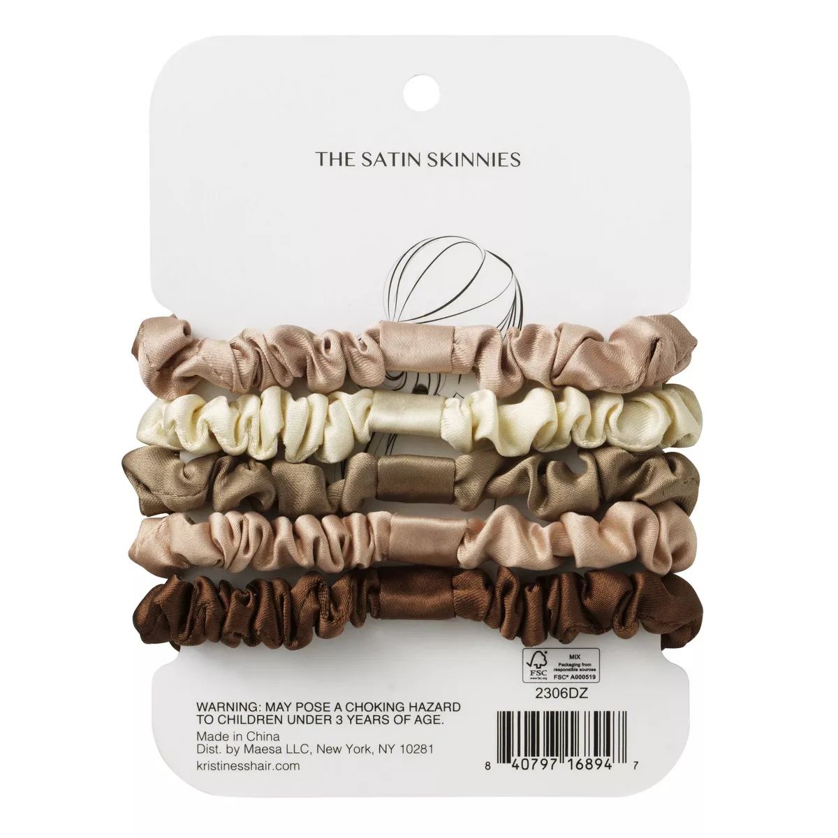 Kristin Ess The Satin Skinnies Hair Elastic - 5ct | Target