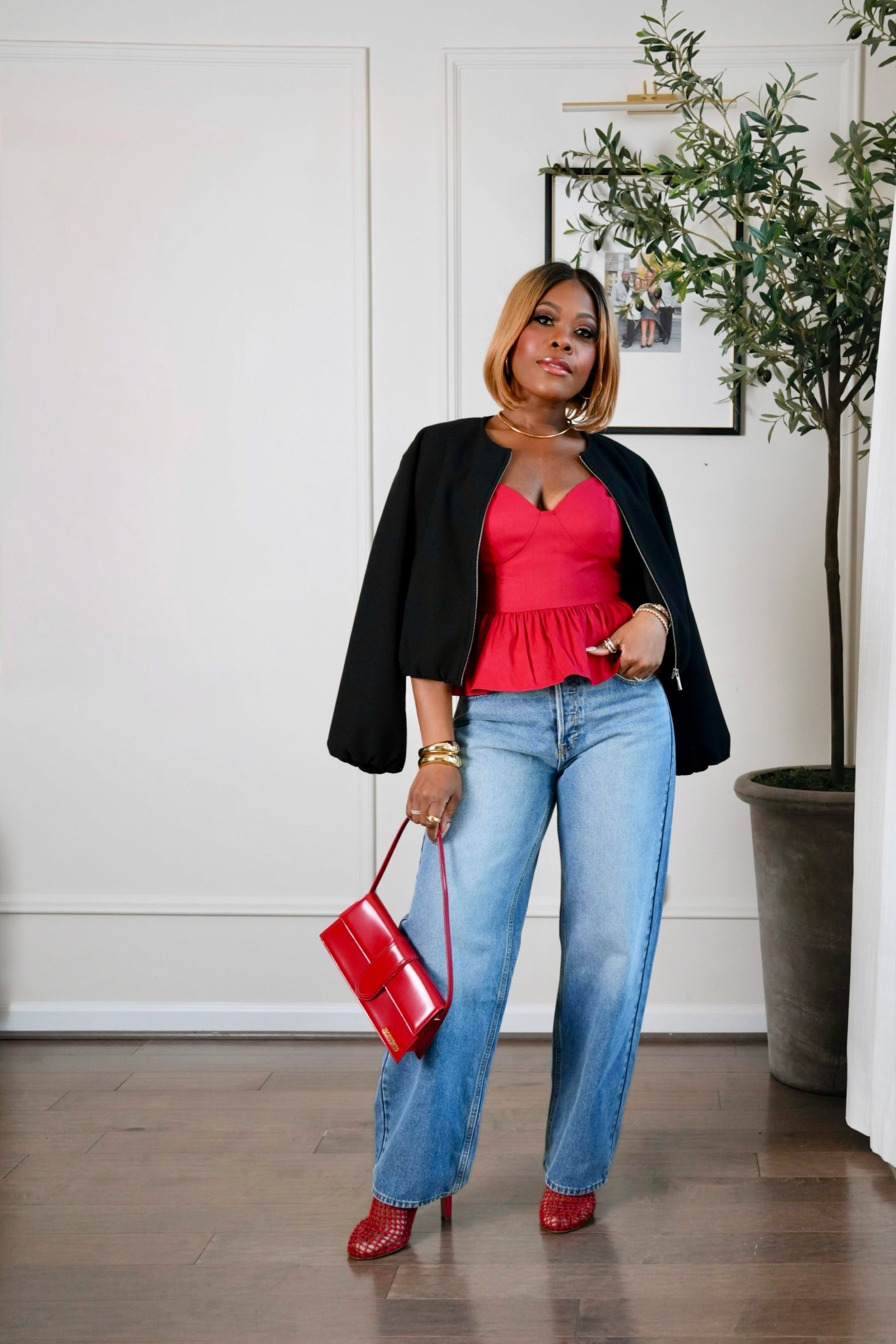 Elevated casual look for Valentine’s Day. 