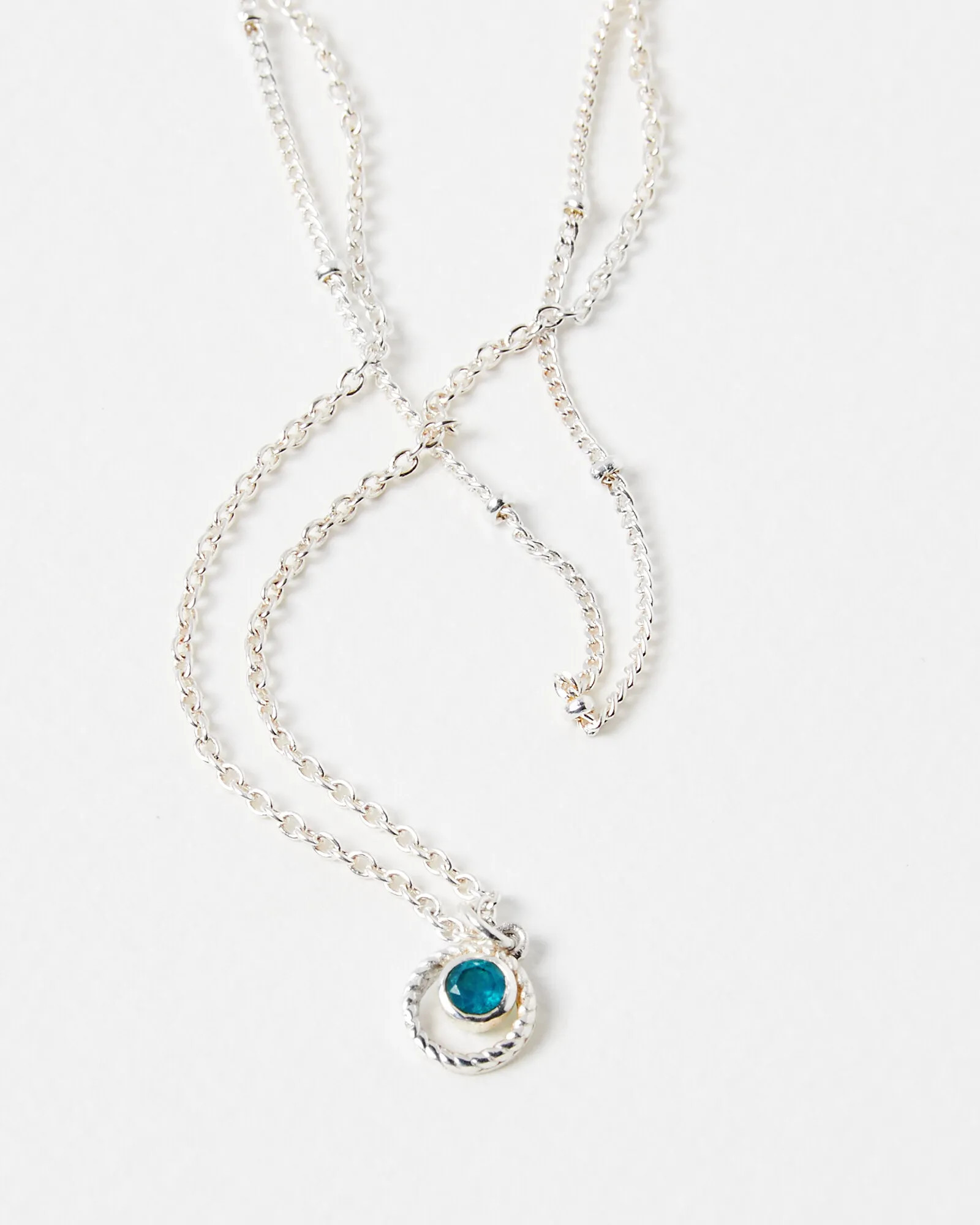 Sarai Blue Jade Silver Layered Pendant Necklace | Oliver Bonas (Global)