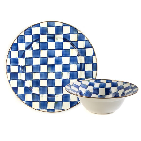 MacKenzie-Childs Royal Check Serving Platter & Bowl Set | MacKenzie-Childs