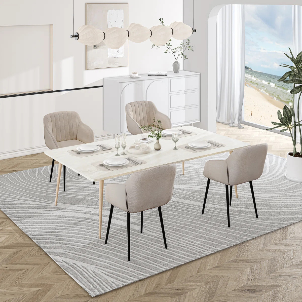 Ohio Modern Upholstered Dining Chairs with Metal Legs (Set of 4) | Wayfair UK