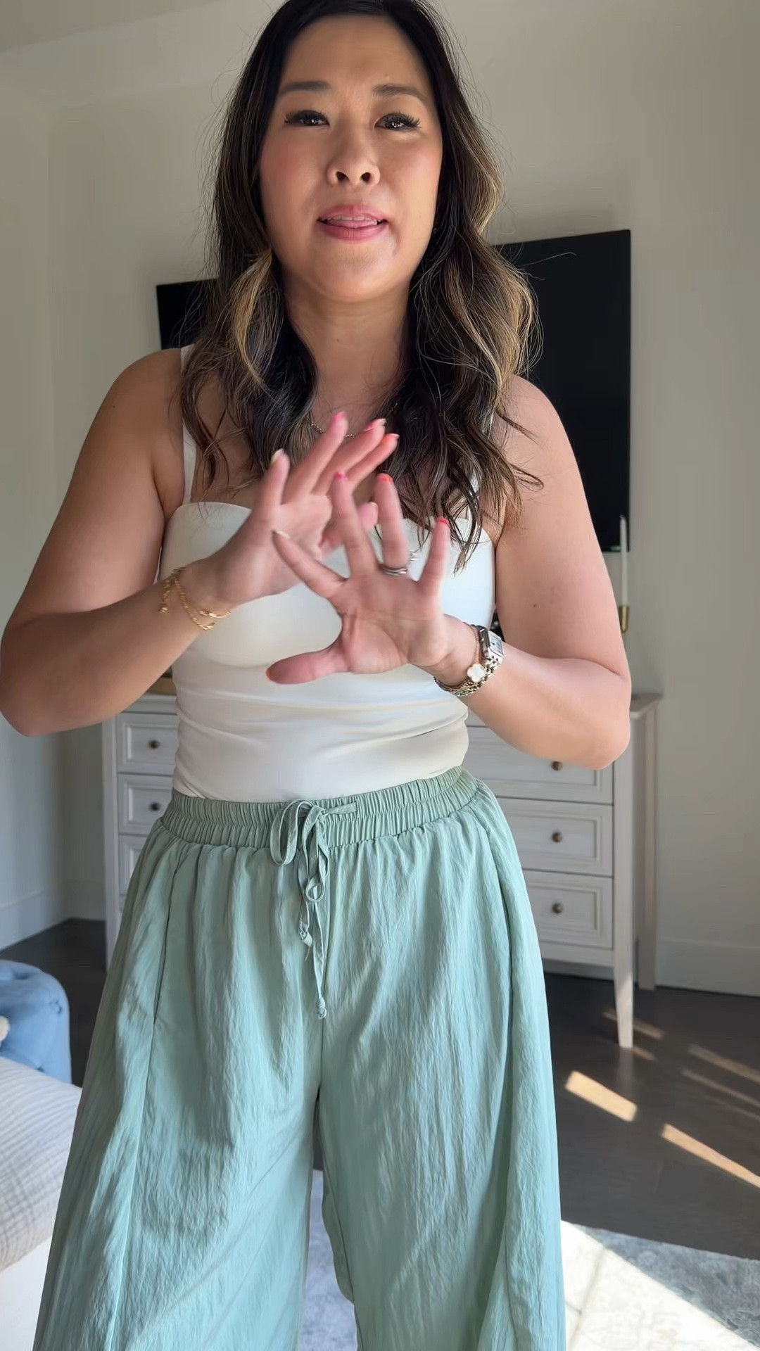 Built in bra tank: Small
Pants (look like Anthro): Small