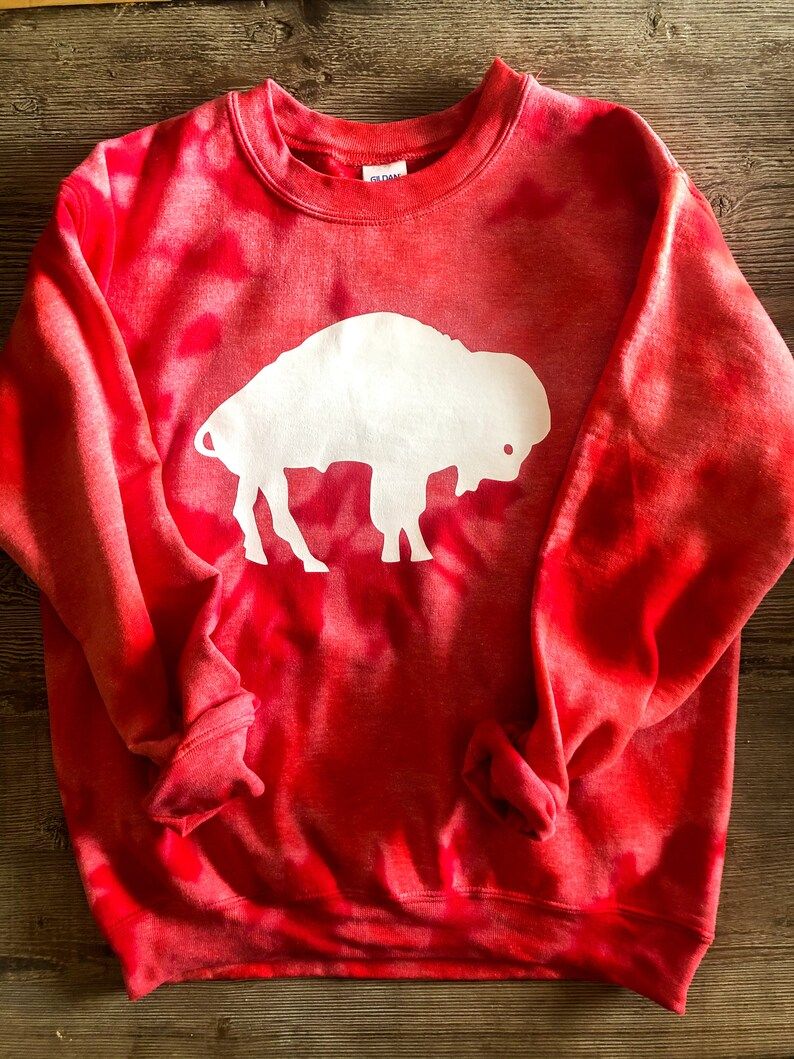 Red Bleached Buffalo Crew Neck Sweatshirt | Etsy (US)