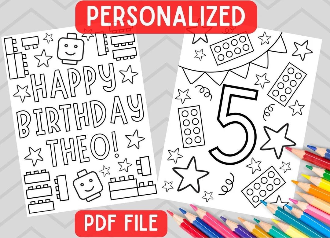 Building Blocks personalized Birthday Coloring Sheets | Etsy (US)