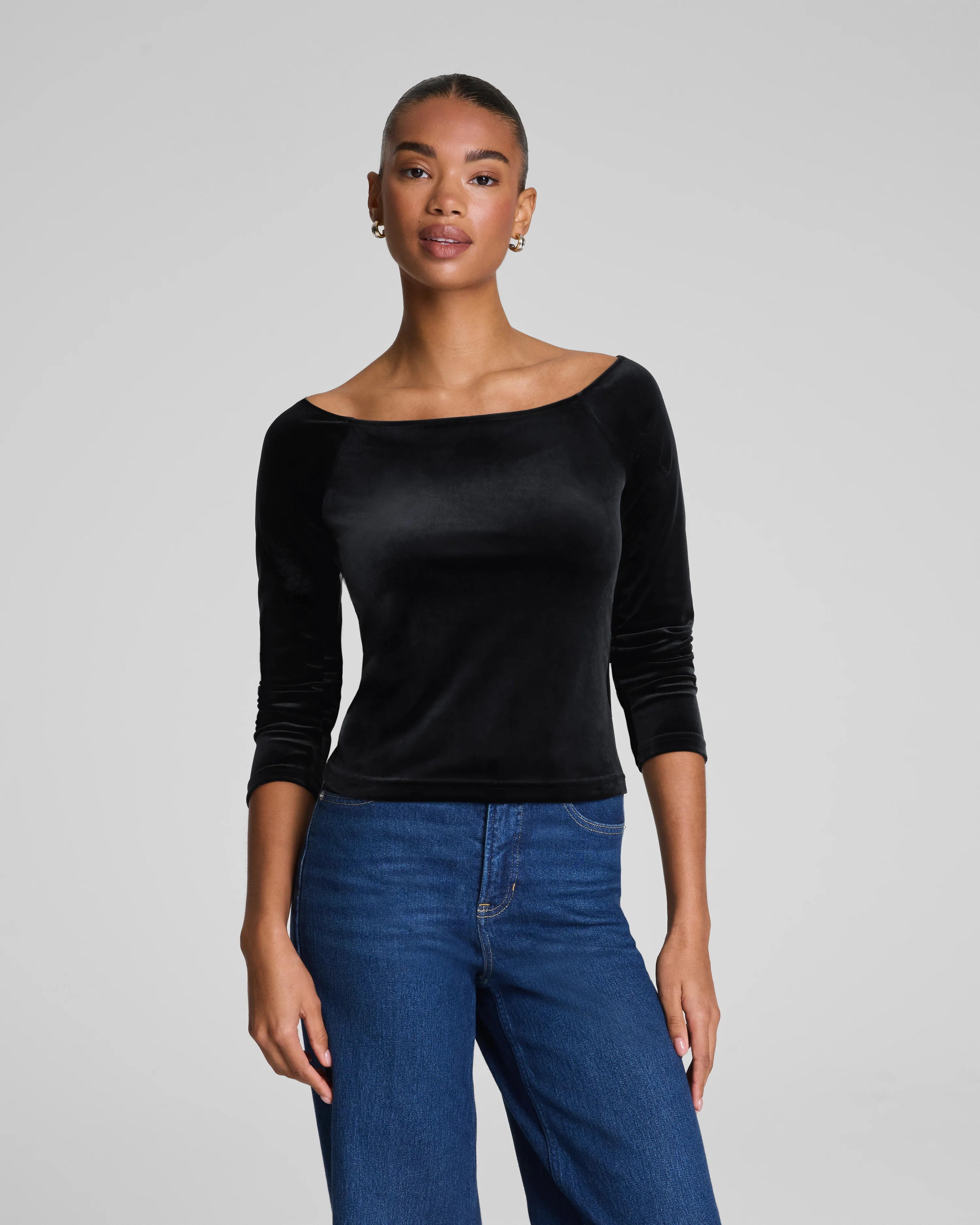 Velvet Ballet Neck Long Sleeve Top | Spanx