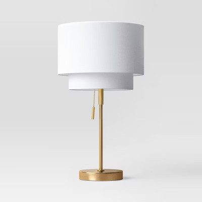 Double Shade Knurled Collection Table Lamp Gold - Threshold | eBay US