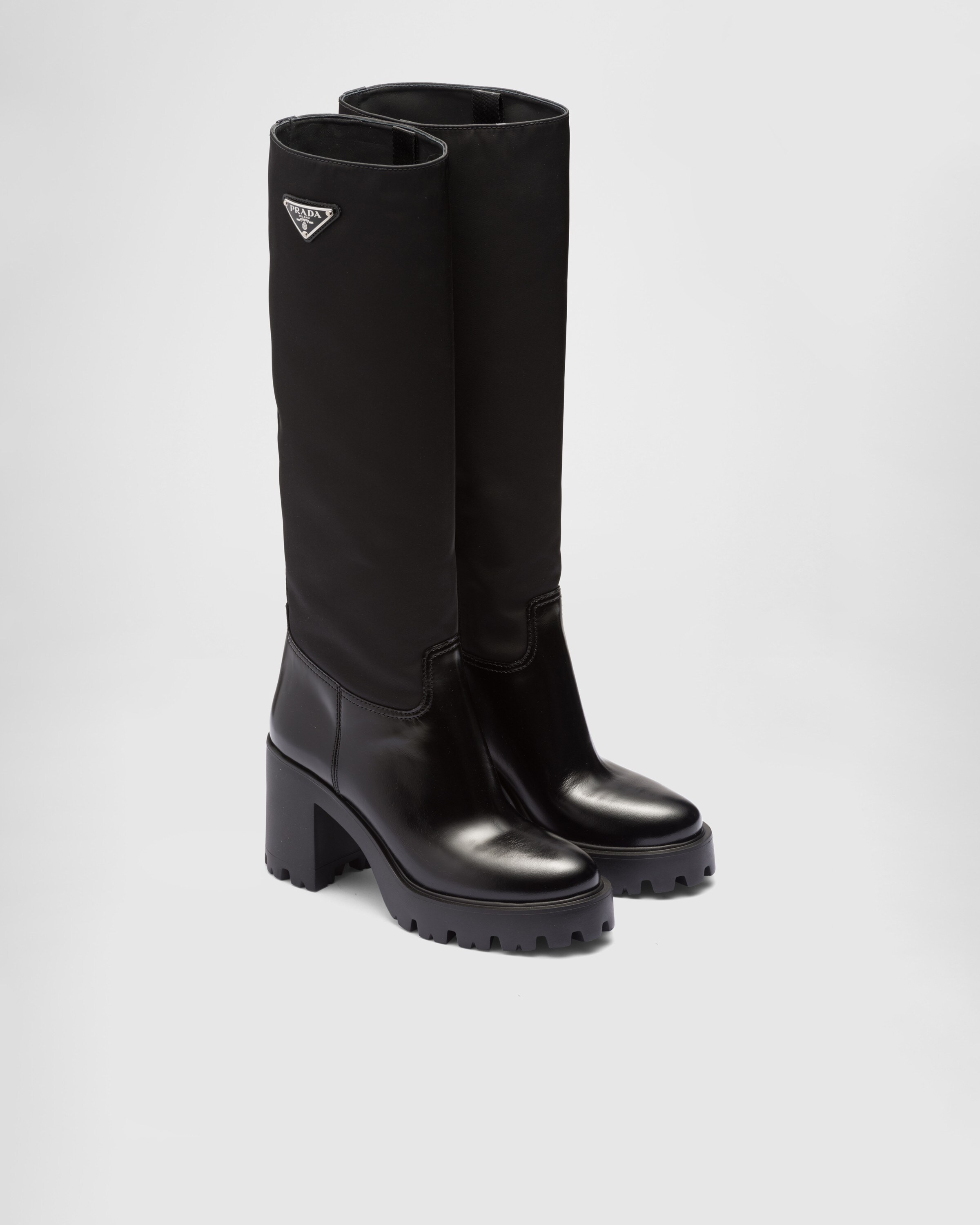 Leather and Re-Nylon boots | Prada Spa US