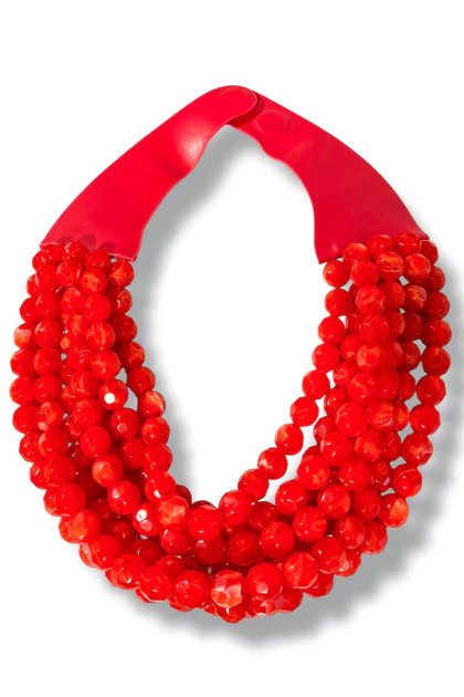 Carla Red Faceted Bead Statement Necklace | The Willow Tree