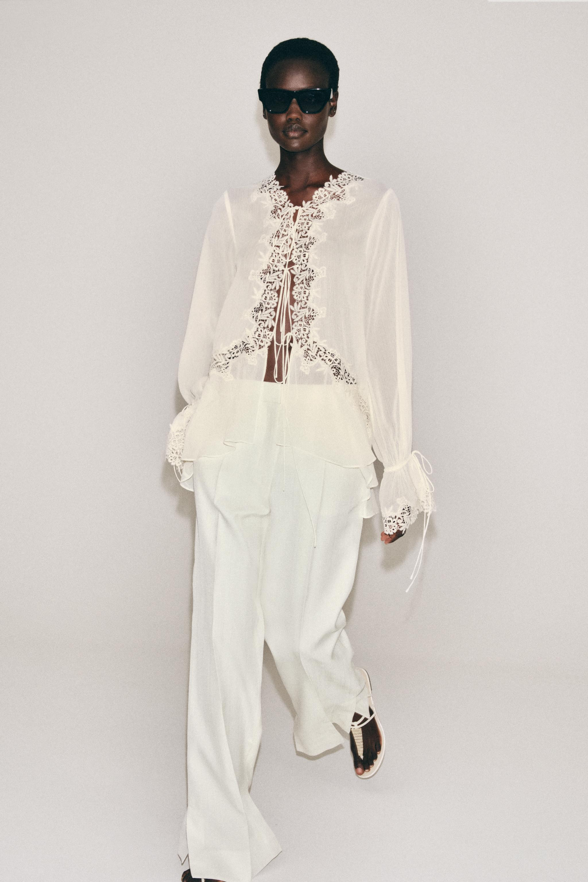 ZW COLLECTION LACE COMBINED BLOUSE | Zara UK
