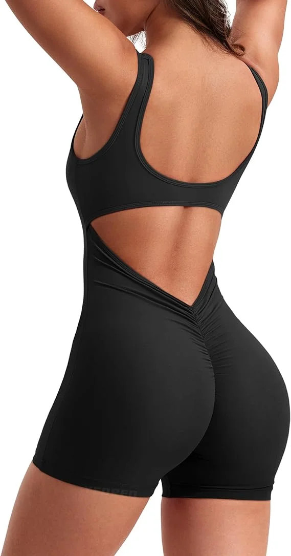HBlife One Piece Workout Jumpsuits for Women Sleeveless Backless Tummy Control Jumpsuits Liza V B... | Walmart (US)