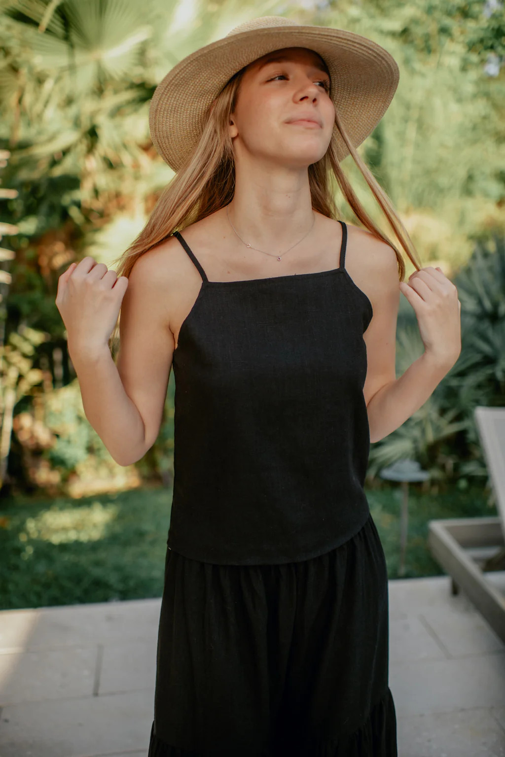 Women's Cassie Linen Top (black) | INDIE BLUE