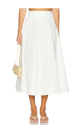 Crush Embroidered Midi Skirt in Ivory | Revolve Clothing (Global)