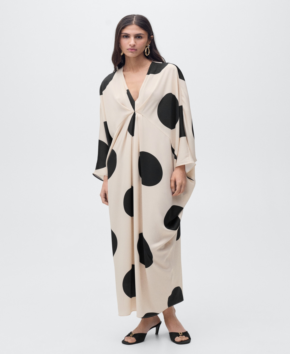 Mango Women's Polka-Dot Draped Dress - Ecru | Macy's