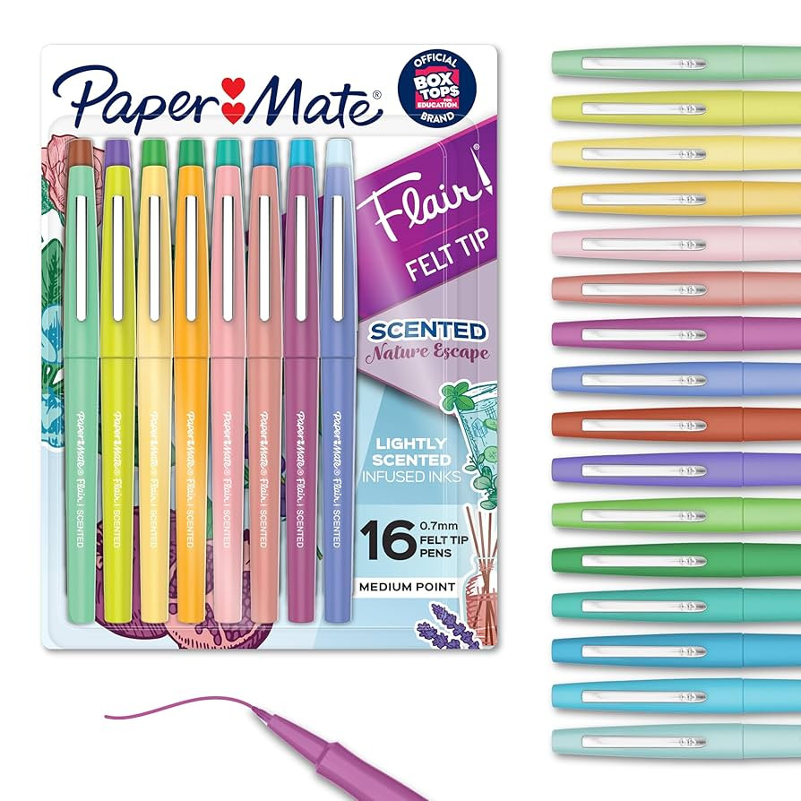 Paper Mate Flair Nature Escape Scented Felt Tip Pens, Medium Point (0.7mm), Assorted Colors, 16 C... | Amazon (US)