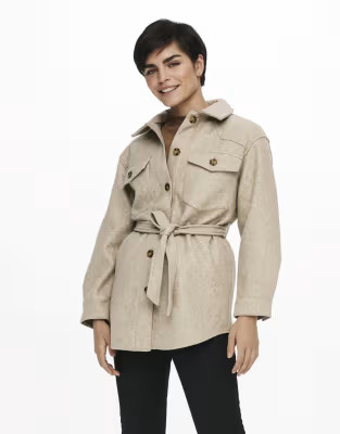 Only belted shacket in camel | ASOS (Global)