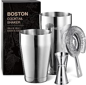 KITESSENSU Boston Cocktail Shaker Set, 4-Piece Boston Shaker Tins Bartender Kit with 18oz & 28oz ... | Amazon (US)