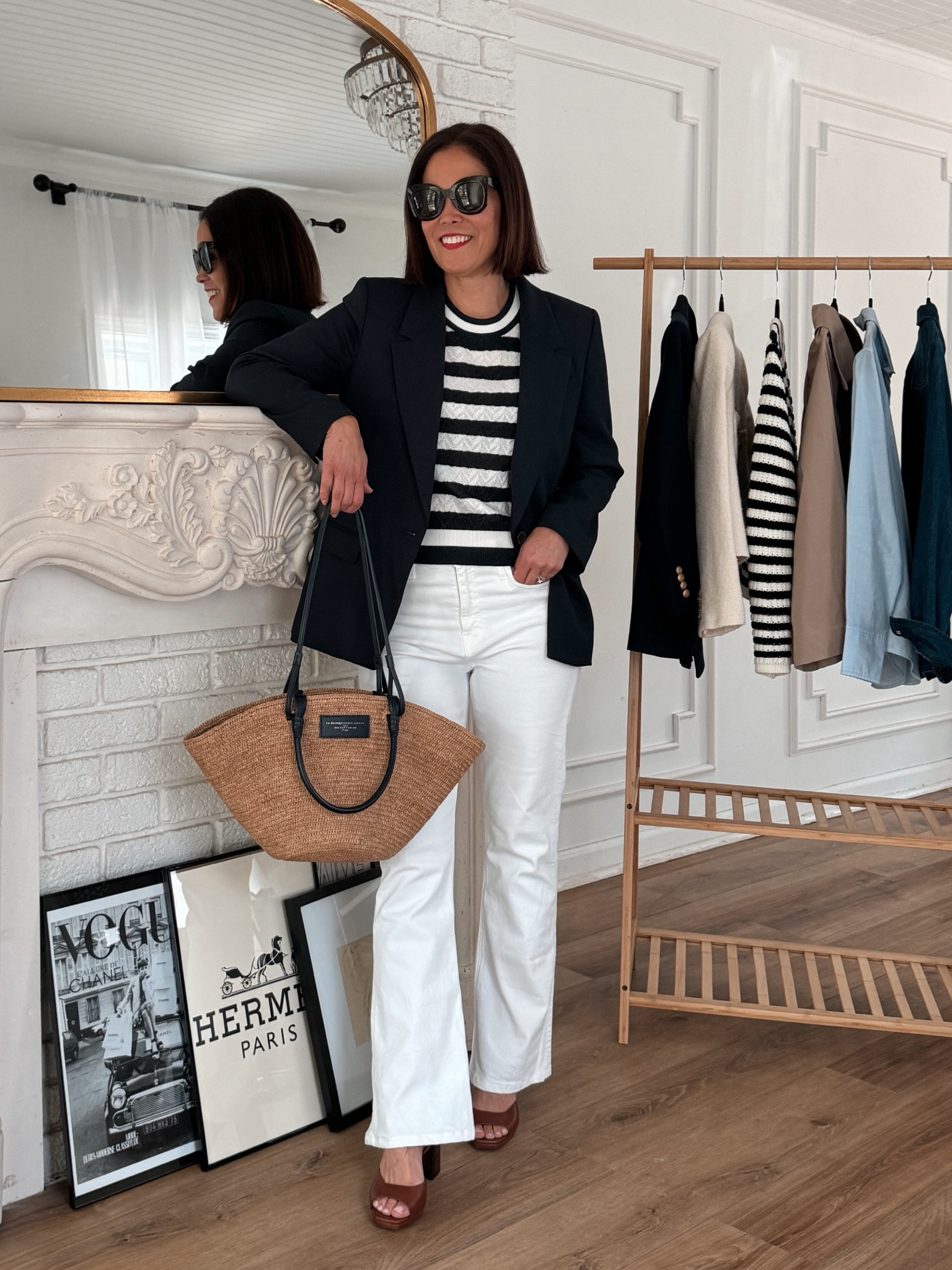 Spring Denim Outfit
Jeans To Wear In Paris 
J.Crew Willa Blazer Navy/I sized up one
J. Crew Skinny Flare/ True to size 
Sèzane Sandal/True to size 
Veronica Beard Top/runs small 
Sèzane Basket Bag 

#LTKOver40 #LTKStyleTip