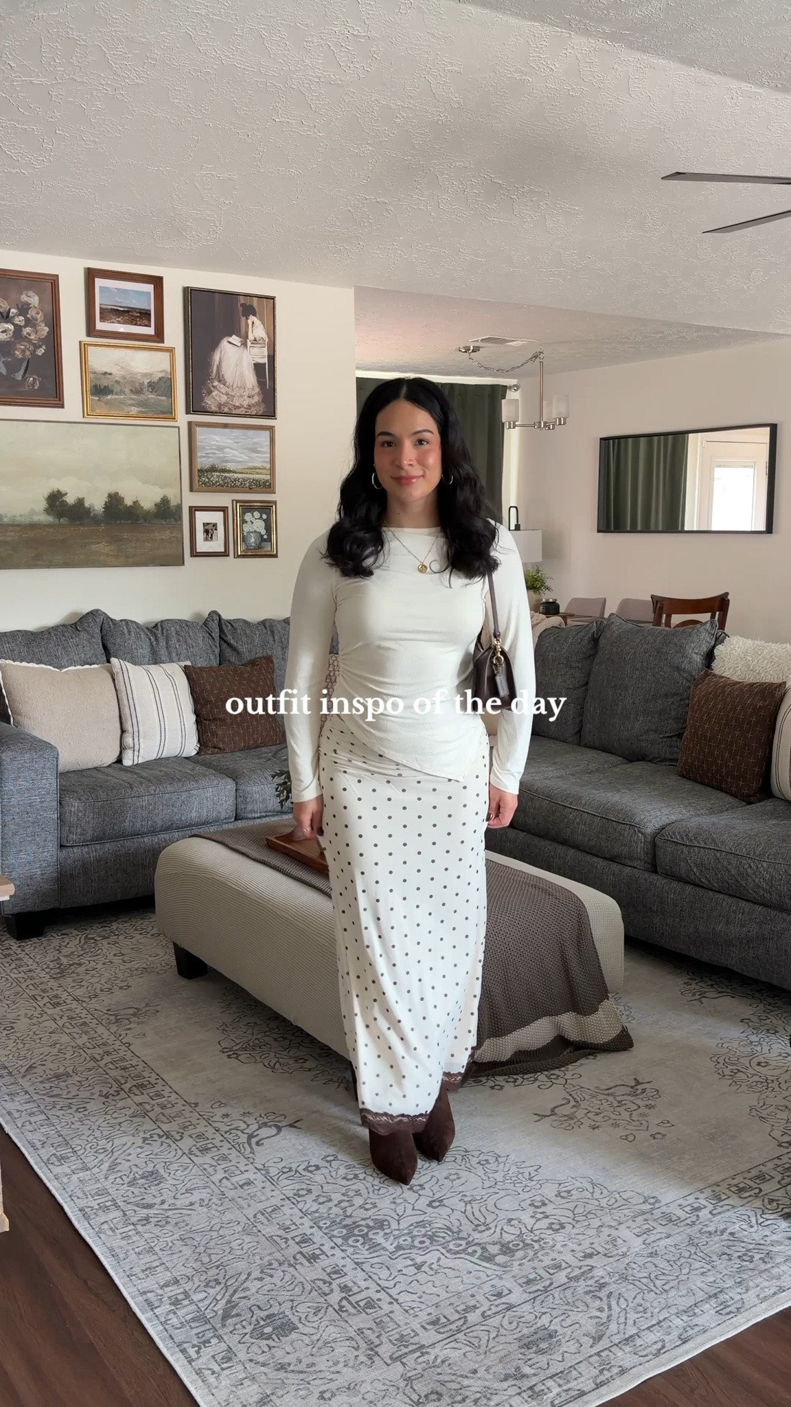 polka dots & tall boots 🤎 fall outfit, fall outfit ideas, fall fashion, fall style, cute fall outfits, feminine fall outfit, romantic fall outfit, vintage inspired outfit, vintage fall outfit, brown and cream outfit, neutral fall outfit, cream outfit, cream long sleeve top, polka dot skirt, polka dot midi skirt, midi skirt outfit, brown knee high boots, brown boots outfit, knee high boots outfit, chocolate brown boots, brown shoulder bag, brown purse, lace trim skirt, feminine style, romantic outfit, classic fall style, chic fall outfit, elegant casual outfit, date night outfit, dinner outfit, fall date night outfit, autumn outfit ideas, fall fashion inspiration, cozy chic outfit, timeless style, classic feminine outfit, vintage aesthetic outfit, soft feminine style, transitional weather outfit, fall wardrobe, fall outfit inspiration, classy fall outfit, European inspired outfit, old money outfit, quiet luxury outfit  

 #LTKdayinmylife #LTKgrwm #LTKootd
