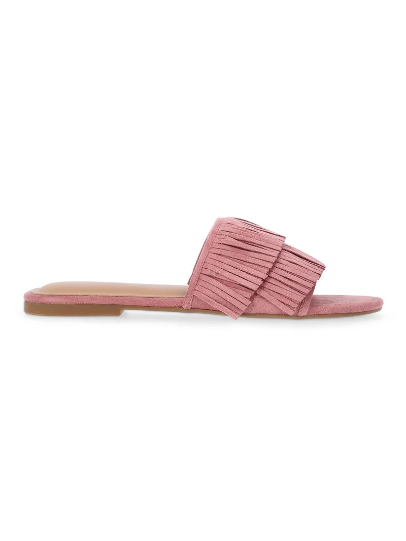 Time and Tru Women's Fringe Slide Sandals | Walmart (US)