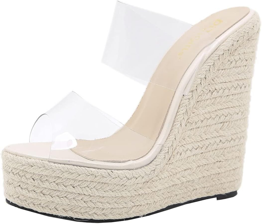 Betastella Women's Platform Espadrille Wedge Sandals Slides Open Toe Summer Slippers Pumps, | Amazon (US)