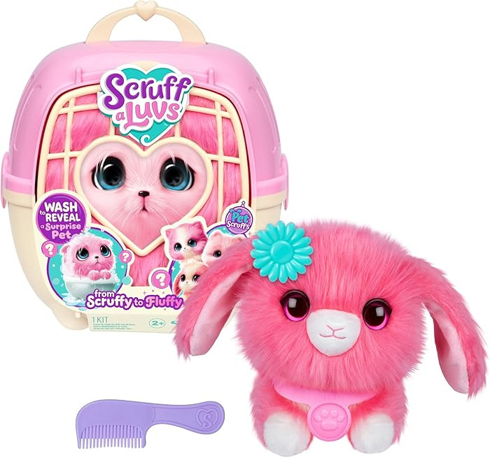 SCRUFFALUVS Pink Surprise Pet, Mystery Plush Toys, Stuffed Animals, Wash to Reveal 1 of 3 Rescue ... | Amazon (US)