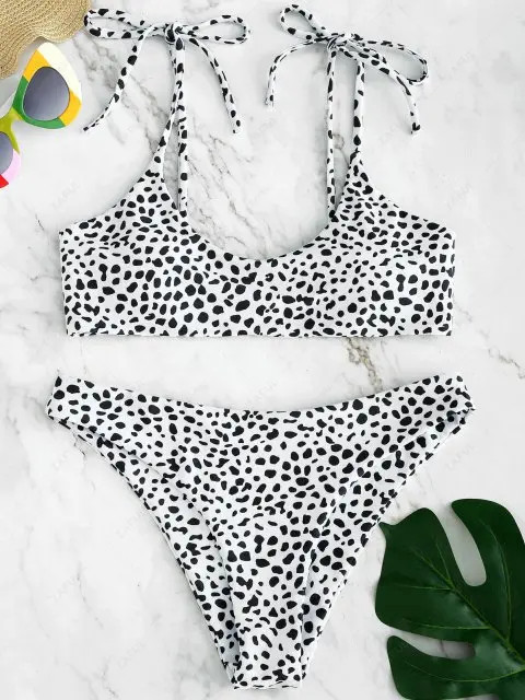 ZAFUL Printed Tie Bralette Bikini Set | ZAFUL (Global)