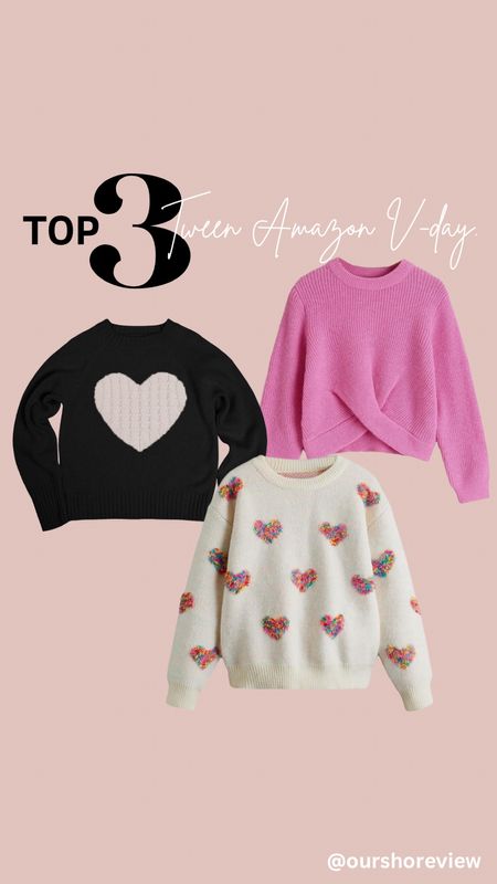 Sharing some tween sweaters from Amazon that are great for Valentine’s Day or really any day! My top 3 tween heart sweaters include a black sweater with a cable knit heart in the center for a touch of sophistication, a hot pink sweater with a twist in the front and a cream sweater with the most adorable colorful hearts on the front and back! 

girls sweater, tween sweater, Amazon fashion, big girls sweater 

#LTKSeasonal #LTKGiftGuide #LTKkids