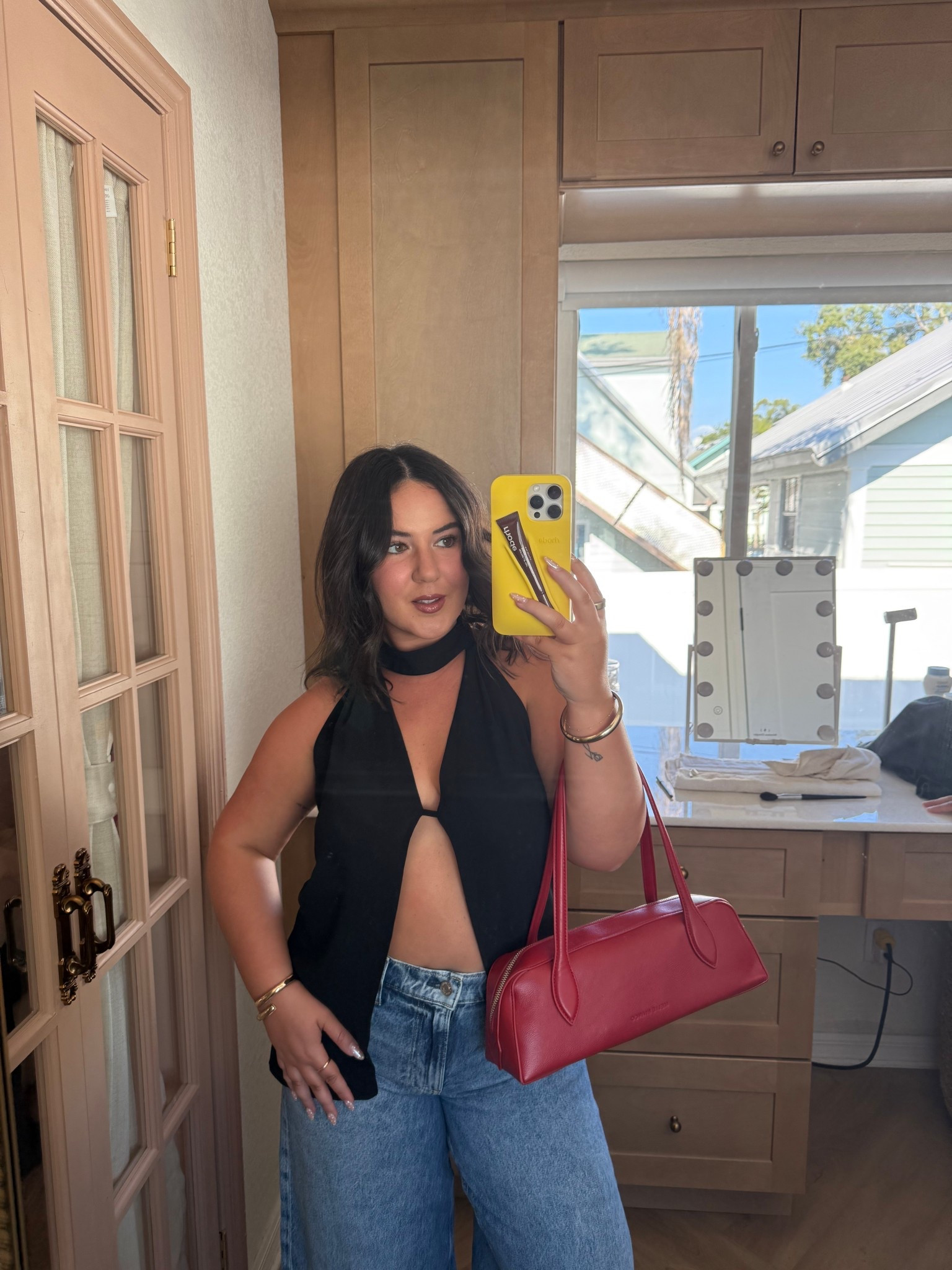 date night outfit 💌 wearing a US 8 in the top and 29 petite in the jeans! // going out outfits, black top, date night outfit ideas 

#LTKPetite #LTKMidsize