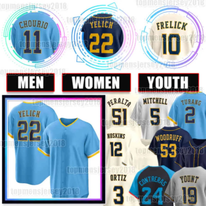 Save Big on Bulk Brewers Baseball Jersey 11 Jackson Chourio Baseball Jersey Christian Yelich Sal ... | DHGate