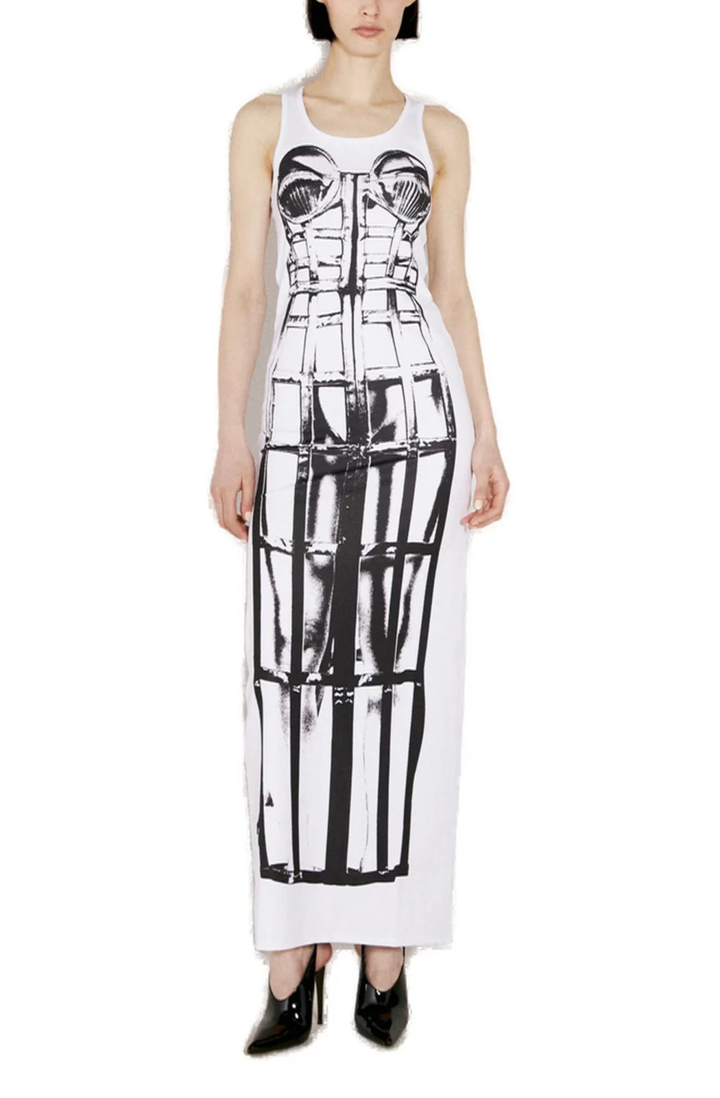 Jean Paul Gaultier Cage Trompe L'oeil Printed Sleeveless Dress | Cettire Global