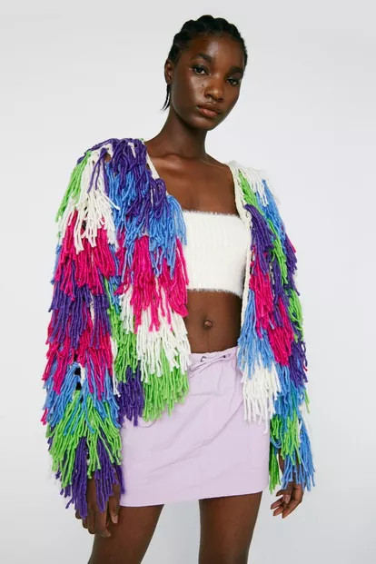 Multi Fringe Oversized Cardigan | Nasty Gal (US)
