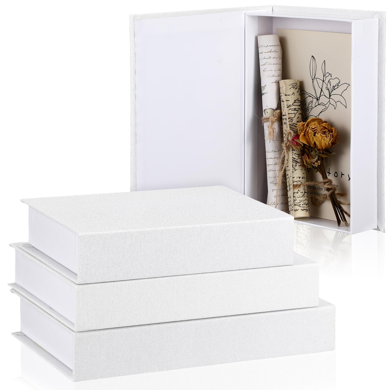 Tioncy 3 Pcs Fake Book Box Neutral Linen Book Box Decorative Faux Prop Storage for Farmhouse Home... | Amazon (US)