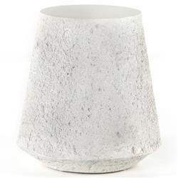 Otto Modern Classic White Concrete Outdoor Tapered End Table | Kathy Kuo Home